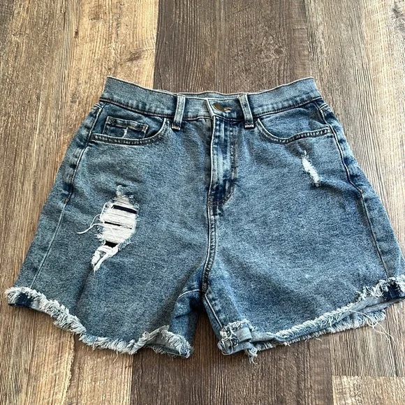 SO High Rise Boyfriend Midi Denim Jean Shorts Size 7/28 W - Picture 3 of 9